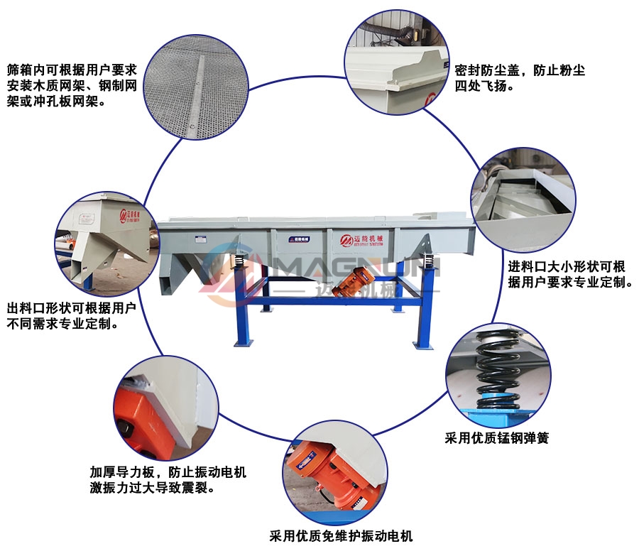 電池碎料直線振動篩細節(jié)說明